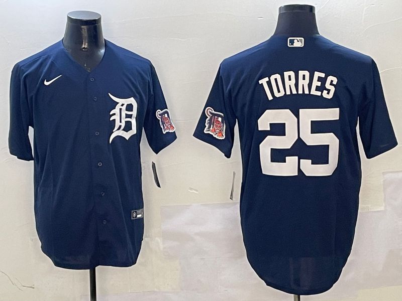 Men Detroit Tigers 25 Torres Drak Blue Game 2025 Nike MLB Jersey style 3126